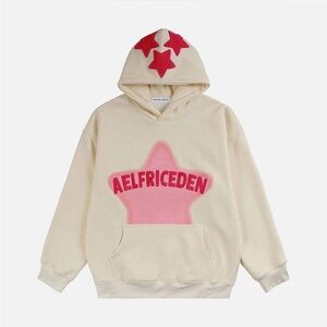 COPY - Aelfric Eden Beige Hoodie with Red Stars
